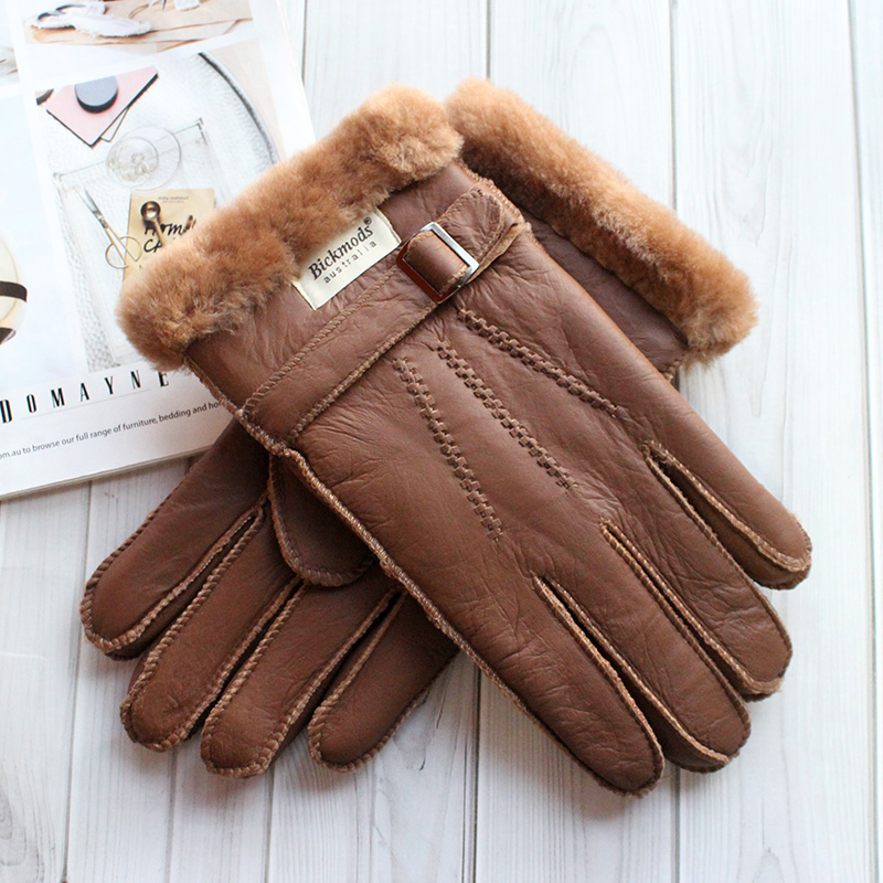 Leather Work Winter Gloves - Luvas de pele de carneiro masculinas