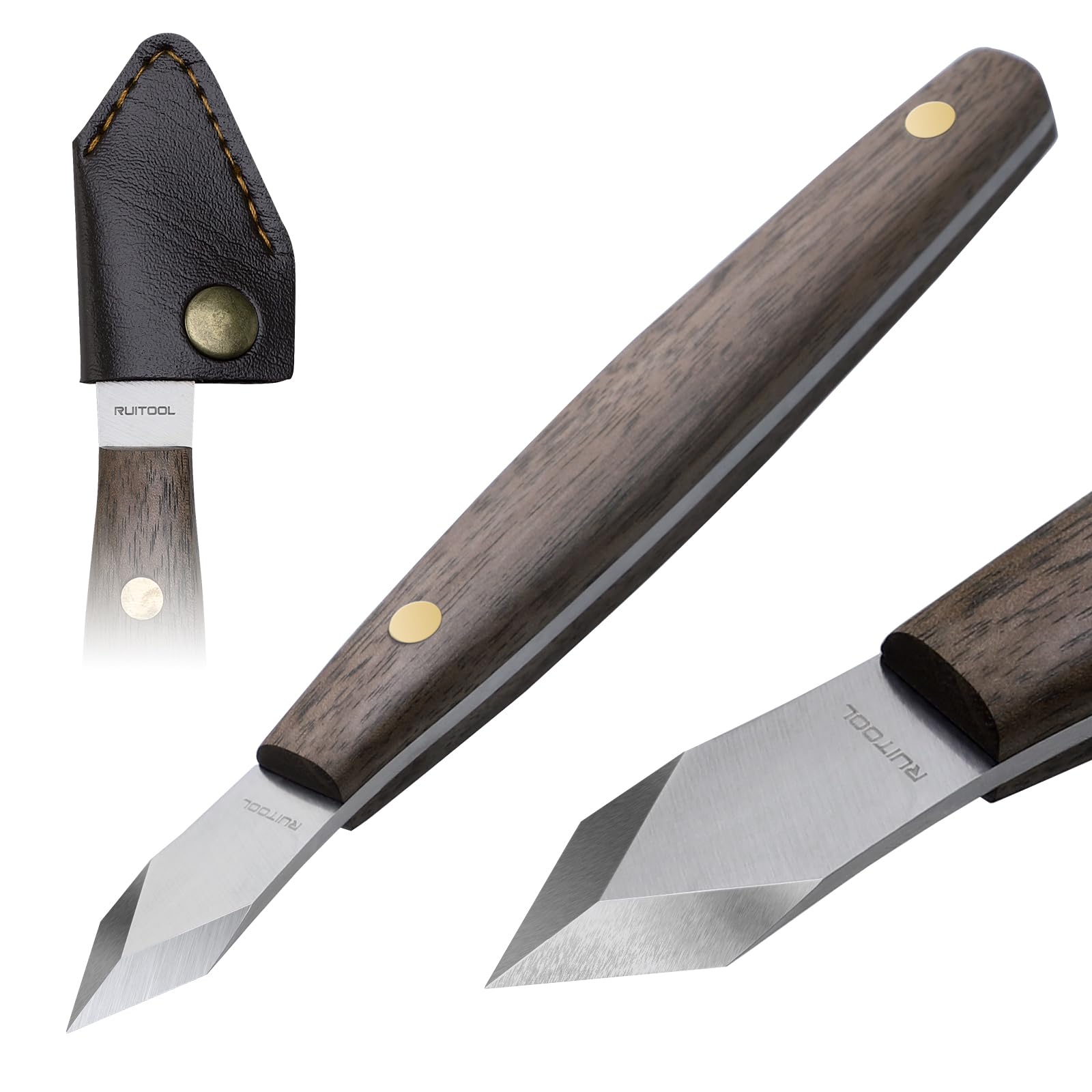 Leatherwork Knife Sheath - Faca de marcação RUITOOL, aço de