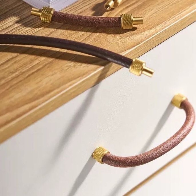 Leatherwork Hardware - Puxador de armário de latão +