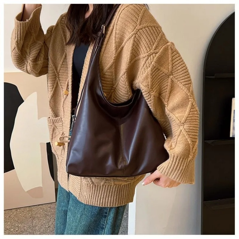 Leather Work Bag Women - Bolsa Hobo Vintage para Mulheres em