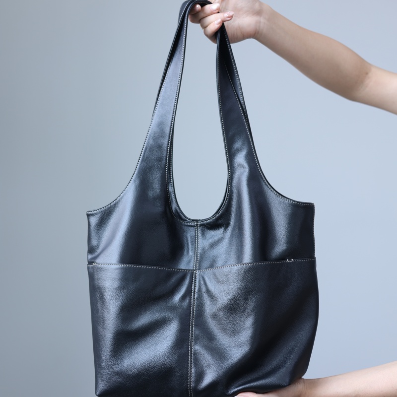 Leather Work Bag Women - Bolsa feminina de couro genuíno, grande