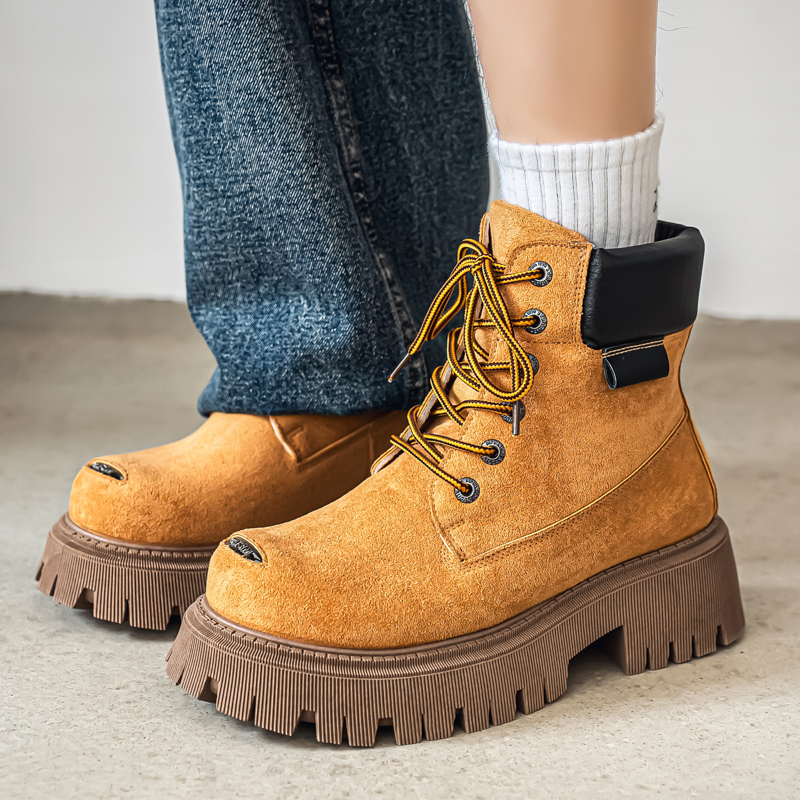 Leather Work Flats - Botas Clássicas de Cano Alto em