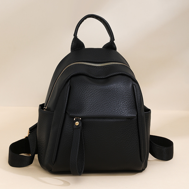 Leather Work Rucksack - Mochila de Couro com Padrão Litchi,