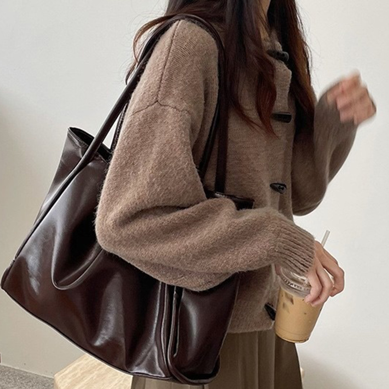 Leather Work Bag Women - Bolsa de Ombro Feminina Vintage Nova