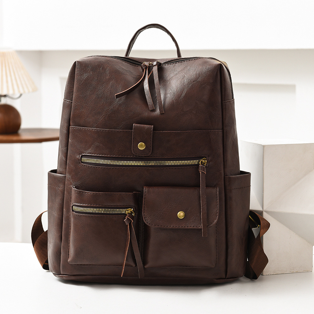 Leather Work Rucksack - Mochila Feminina Vintage de Couro PU