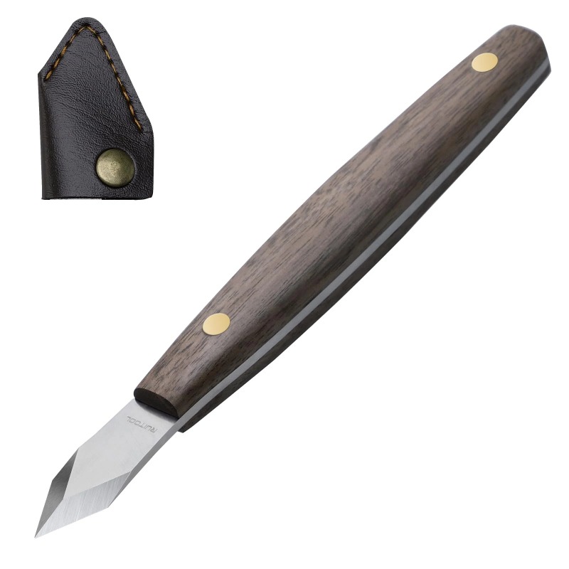 Leatherwork Knife Sheath - Faca de escultura artesanal, madeira esculpida