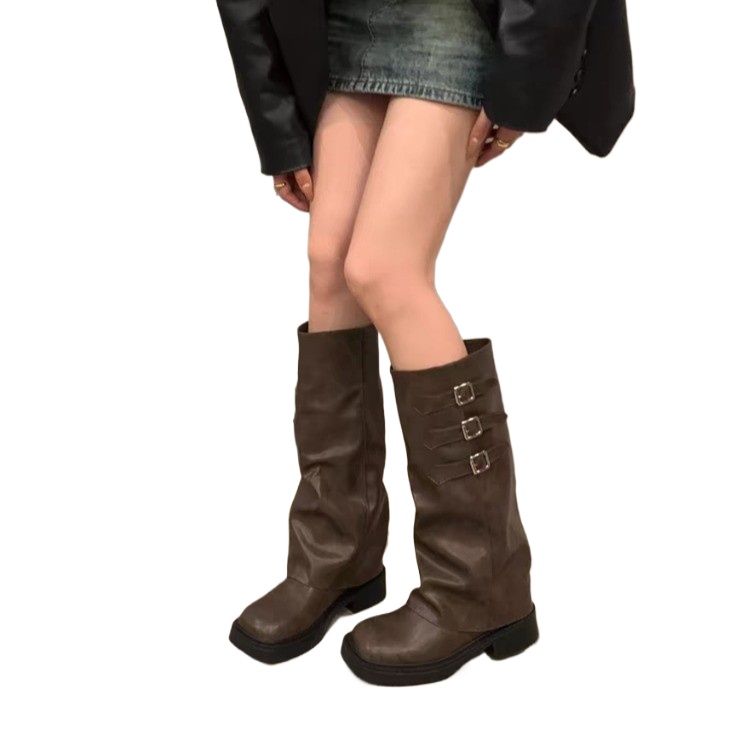 Belt Buckle Blank - 2025 estilo retro joelho botas altas