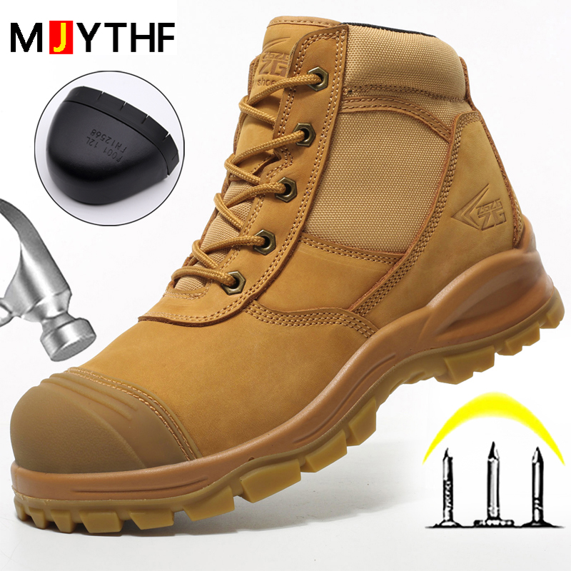 Leather Work Flats - Botas masculinas de couro genuíno, sapatos