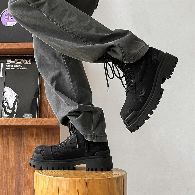 Leather Work Flats - Botas de trabalho outono/inverno 2025 novas