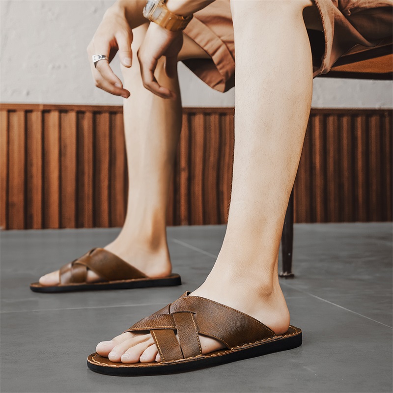 Sandálias casuais masculinas d - Leather Work Flats avaliação e preço