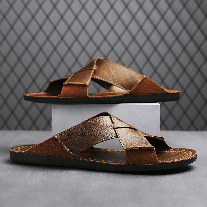 Moda couro genuíno dos homens  - Leather Work Flats avaliação e preço