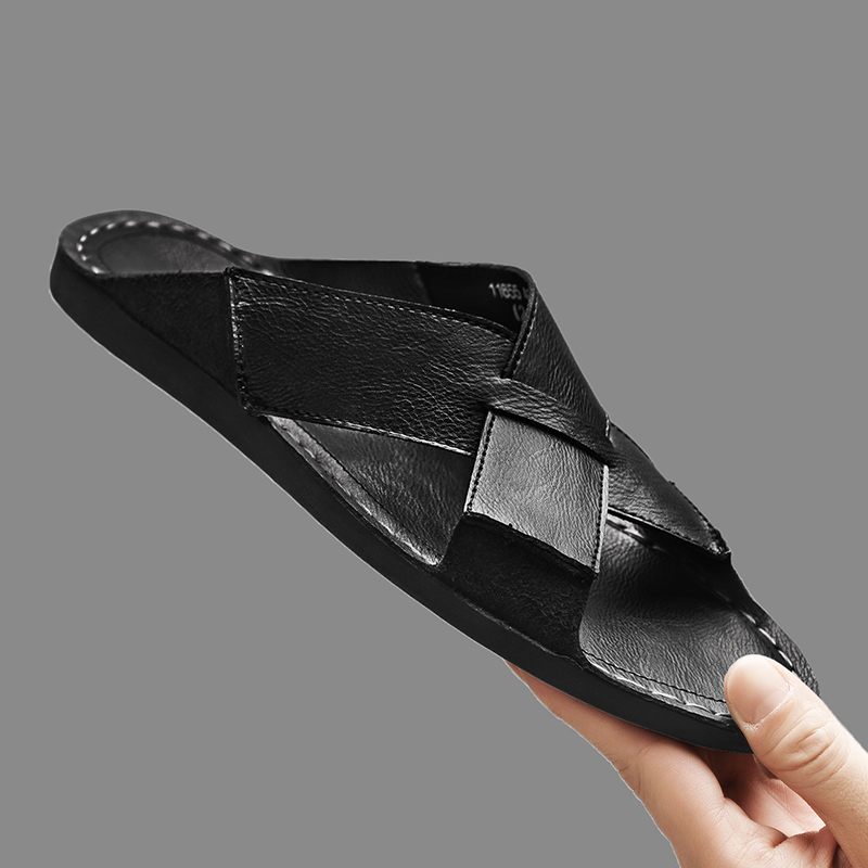Moda couro genuíno dos homens  - Leather Work Flats avaliação e preço