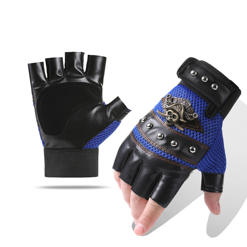 Homens punk luvas de motocicle - Leatherwork Rivets avaliação e preço