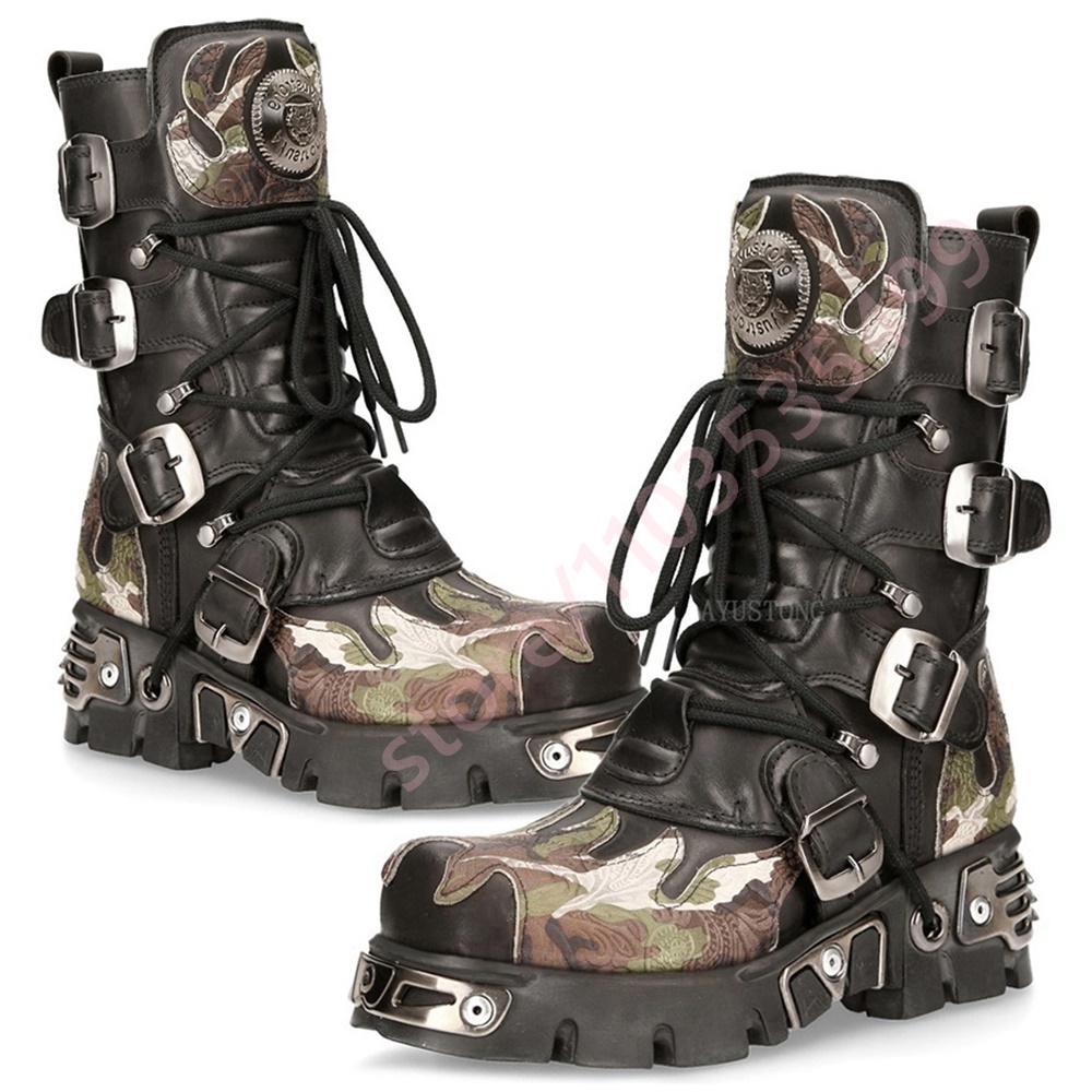 Punk rock camuflagem fivela de - Leatherwork Rivets avaliação e preço