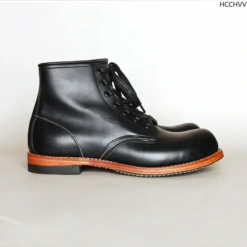 Botas masculinas vintage de co - Leather Work Flats avaliação e preço