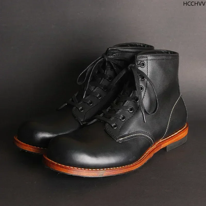 Botas masculinas vintage de co - Leather Work Flats avaliação e preço