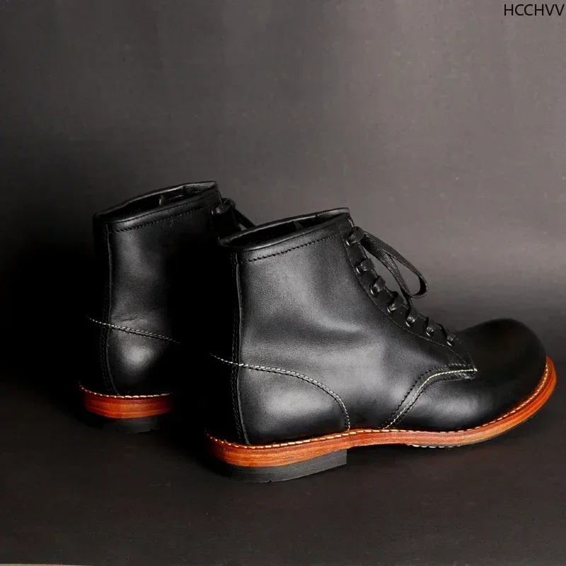 Botas masculinas vintage de co - Leather Work Flats avaliação e preço