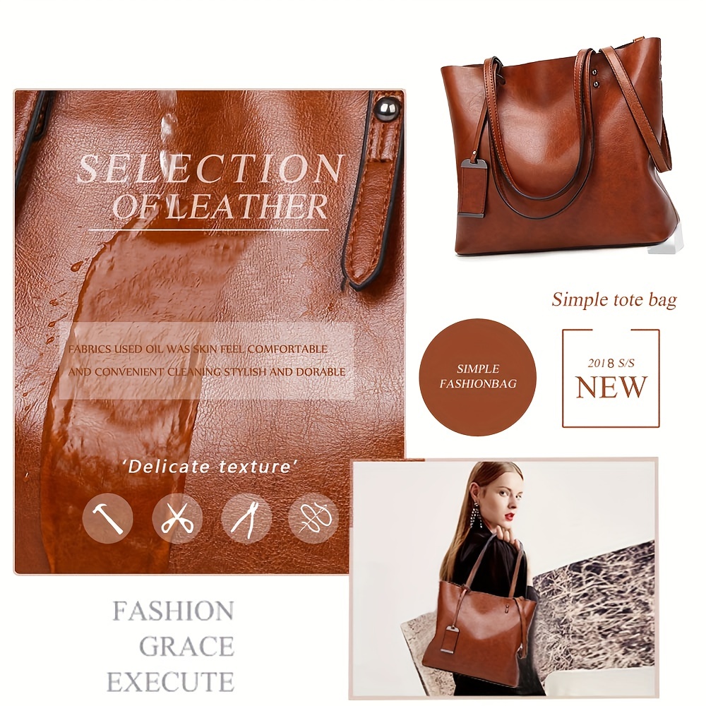 Bolsa de couro retrô clássica  - Leather Work Bag Women avaliação e preço